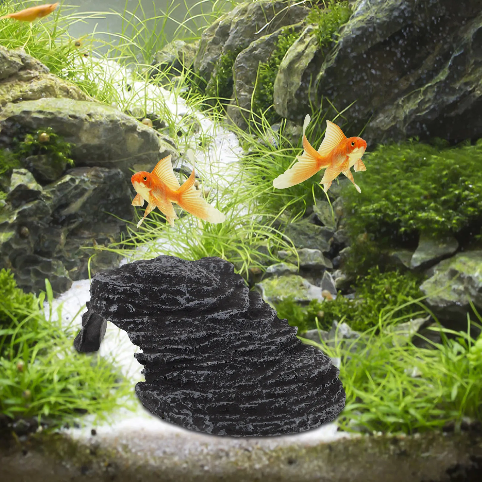 

Turtle Basking Platform 14x9x4 Resin Climbing Rock for Aquarium Terrarium Reptile Supplies Decorative Grey Accessories