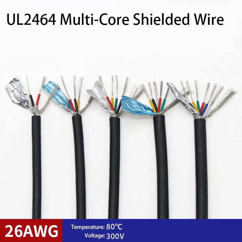 3/5/10M Multi-Core Shielded Wire 2/3/4/5/6/8/10/12/15/16/20/25Core With AL Aluminum Foil Braided Shielded Wire Signal Wire 26AWG