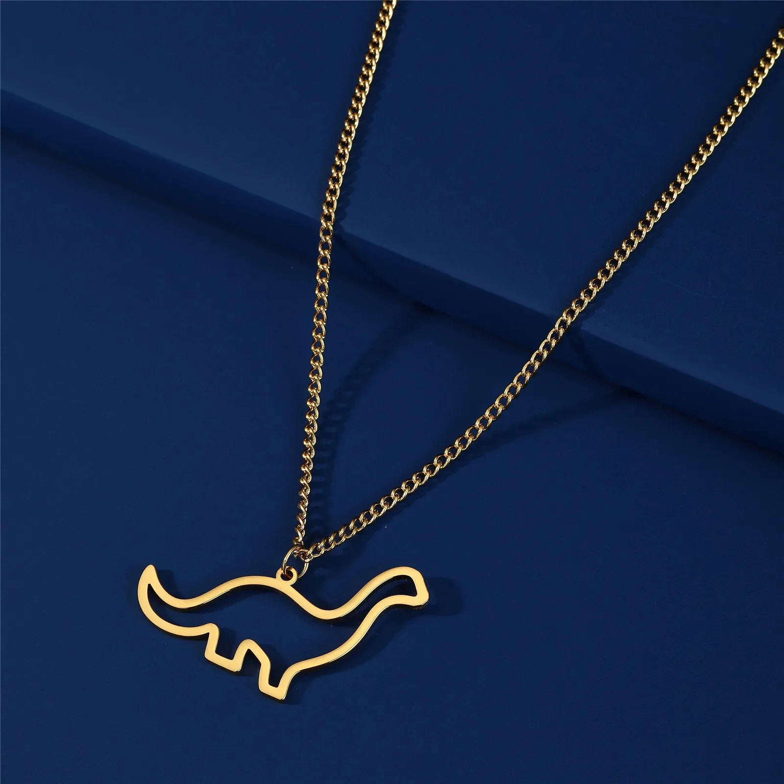 Skyrim Brachiosaurus Dinosaur Necklace Stainless Steel Punk Neck Chain Animal Jewelry Birthday Gift for Women Men Boys