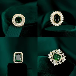 Retro Green Crystal Anti-light Buckle Brooch Lovely Geometry Shape AAA Zircon Small Brooch for Women Accessories Collar Pins