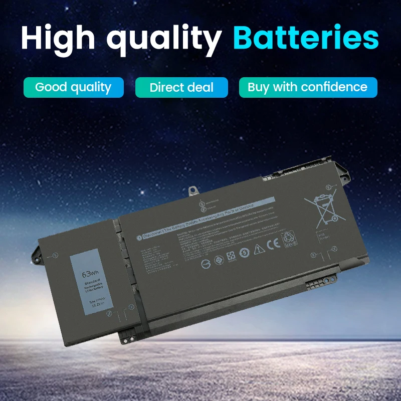 SOMI 7FMXV 4-Cells 63Wh Laptop Battery for Dell Latitude 5320 7320 7420 7520 Latitude 5320 2-in-1/7320 2-in-1/7420 2-in-1 Series