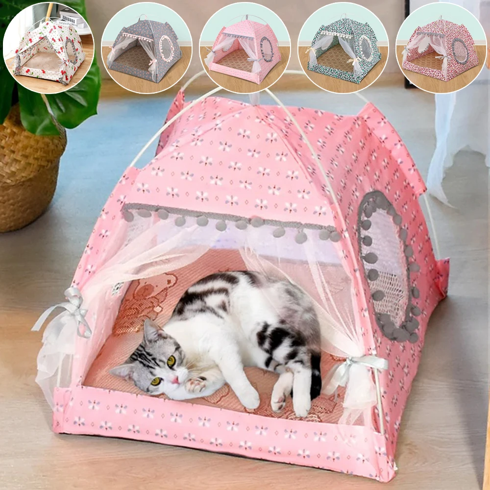 

1PC Summer Pet Cat Tent Dog Breathable Cave Hut Cats Sleep House Universal Pets Supplies Dog and Cat Nest Pet House Accessories