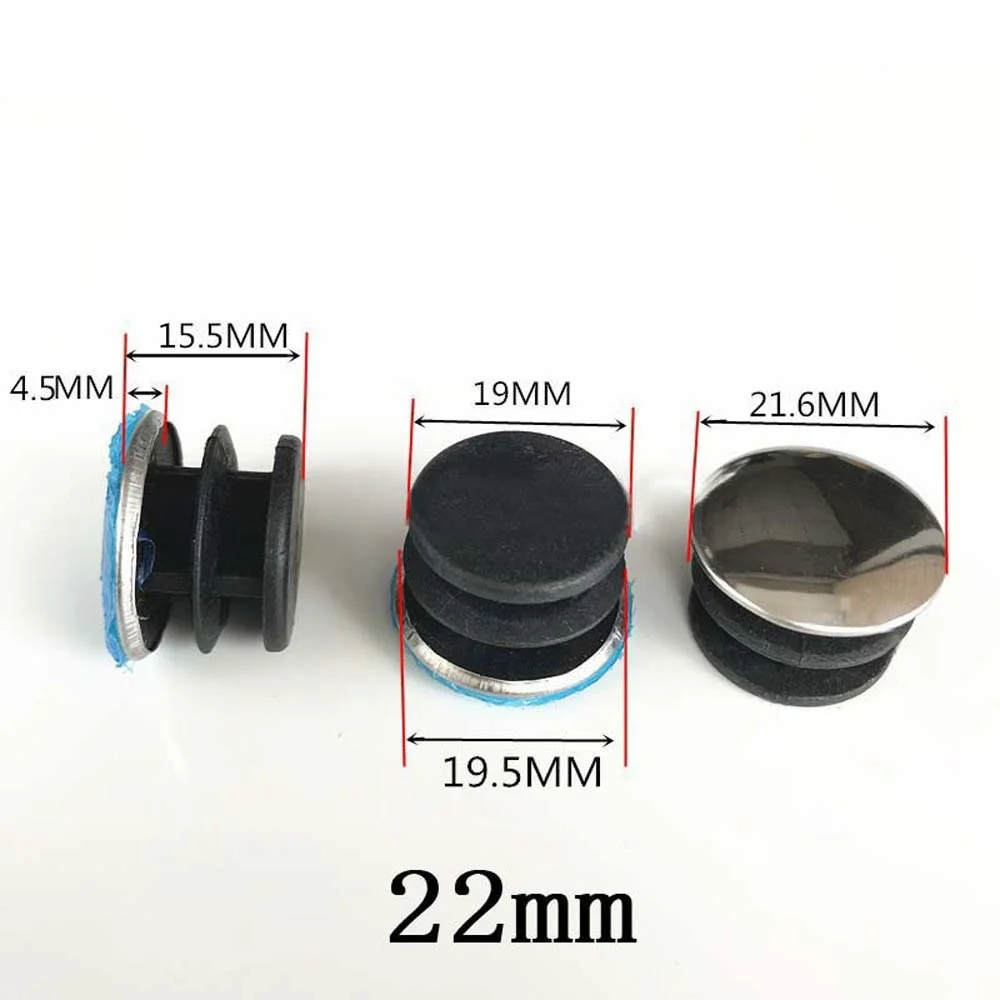 丸いパイプ用の4つのシリコンキャップのセット,20mm,22mm,25mmの蓋付き,ステンレス鋼