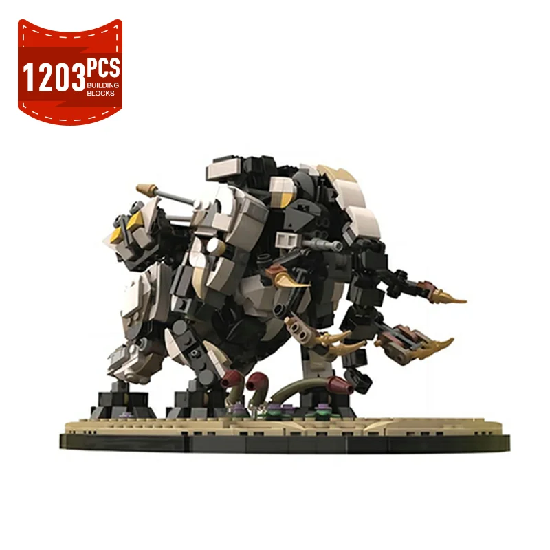 Moc Horizon Zero Dawned Tremortusk with Stand Herbivore Building Blocks Game Action Figures Mechanical Monster Bricks Toys Gift