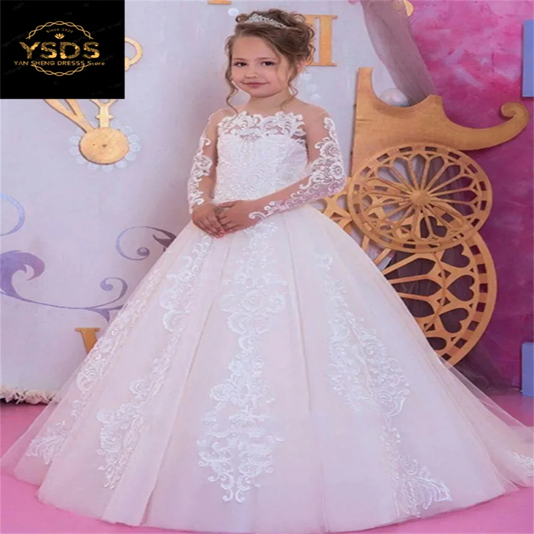 

Flower Girl Dresses For Wedding robe de soirée de mariage Kids Pageant Gowns Tulle Ruffled First Communion Dress