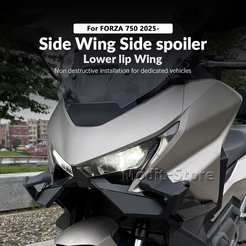 For HONDA FORZA 750 Forza750 2025 2026- Motorcycle Side Winglet Front Spoiler Wing Fairing Fixed Lower lip Wing Aerodynamic view 2