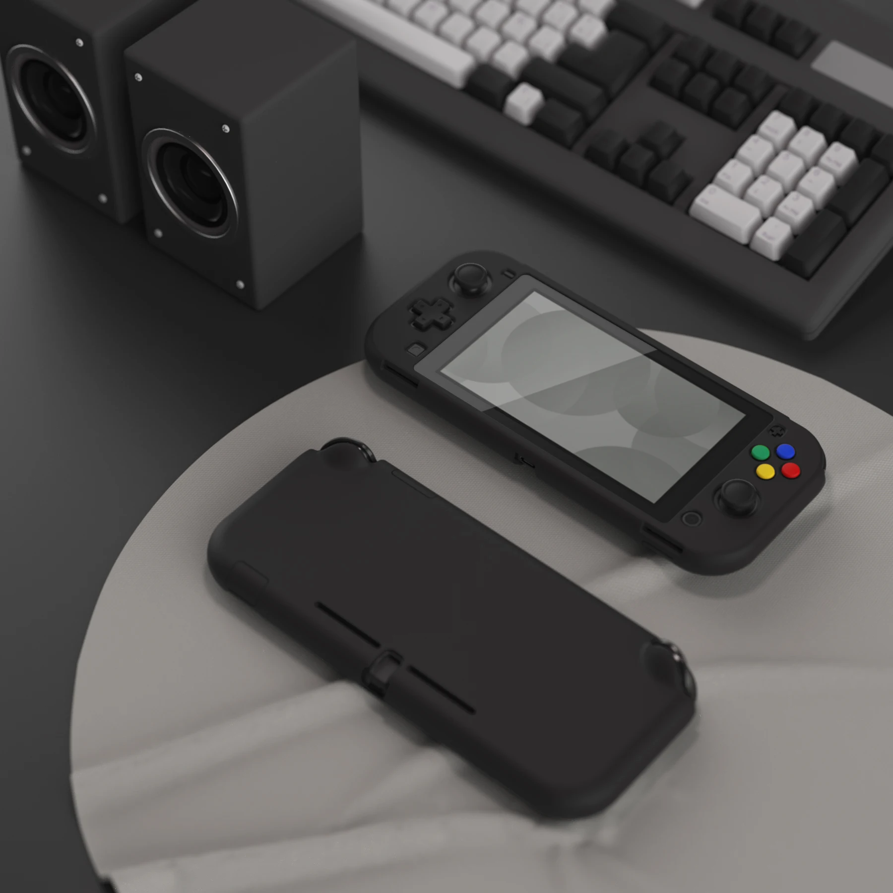 PlayVital czarne twarde etui ochronne na Nintendo Switch Lite W/Screen Protector i nakładki na przyciski