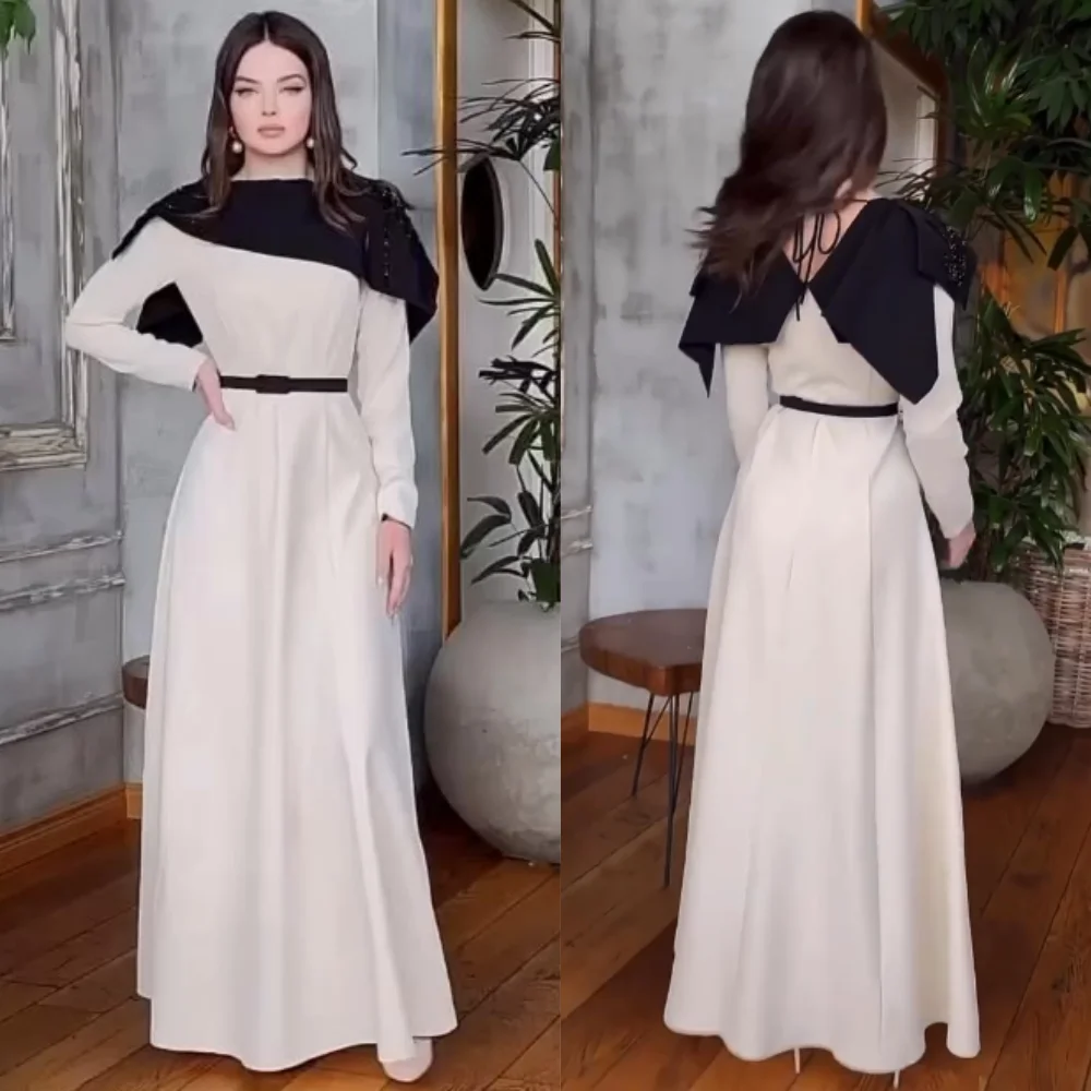 

Jiayigong Jersey Draped Sash Homecoming A-line High Collar Bespoke Occasion Gown Midi Dresses Sexy Casual