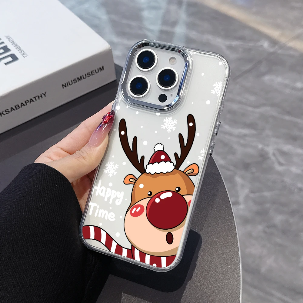 

Christmas style cute cartoon printing Plating Transparent Phone Case For Infinix Smart Note Tecno Camon Spark Hot 30 40 50 4G 5G