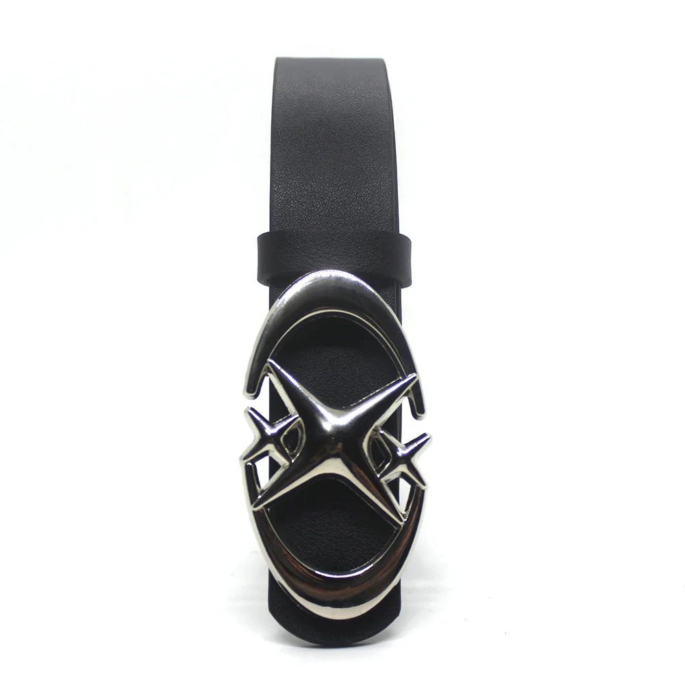 Punk Moon Star Buckle Belt Design Cross Metal Vintage Gothic Men Women Y2k Belt Pu Leather Waistband Jeans Pants Decorative Belt image 5