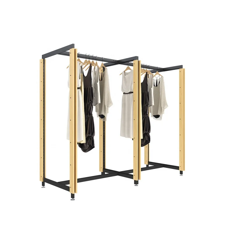 

custom.Store fixtures clothes iron powder coat double metal stand garment rack clothing retail display for shop