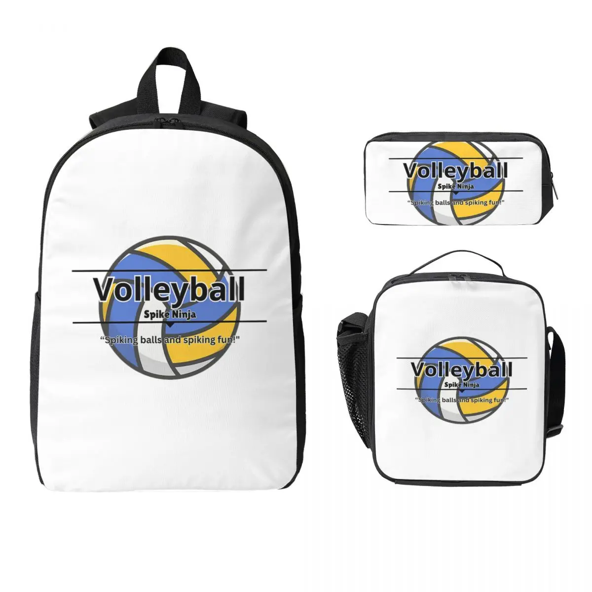 

Volleyball Funny Design Backpack Student Boy Girl BookBag School Bag Computer Shoulder Bags 3ps Insulated Lunch Bag Pencil Case