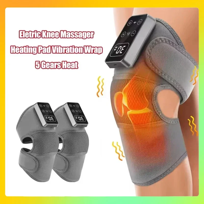 Knee Support Brace Knee Protection Health Care Electric Knee Massager 3 Vibrations 5 Levels Hot Compress Shoulder Elbow Massage