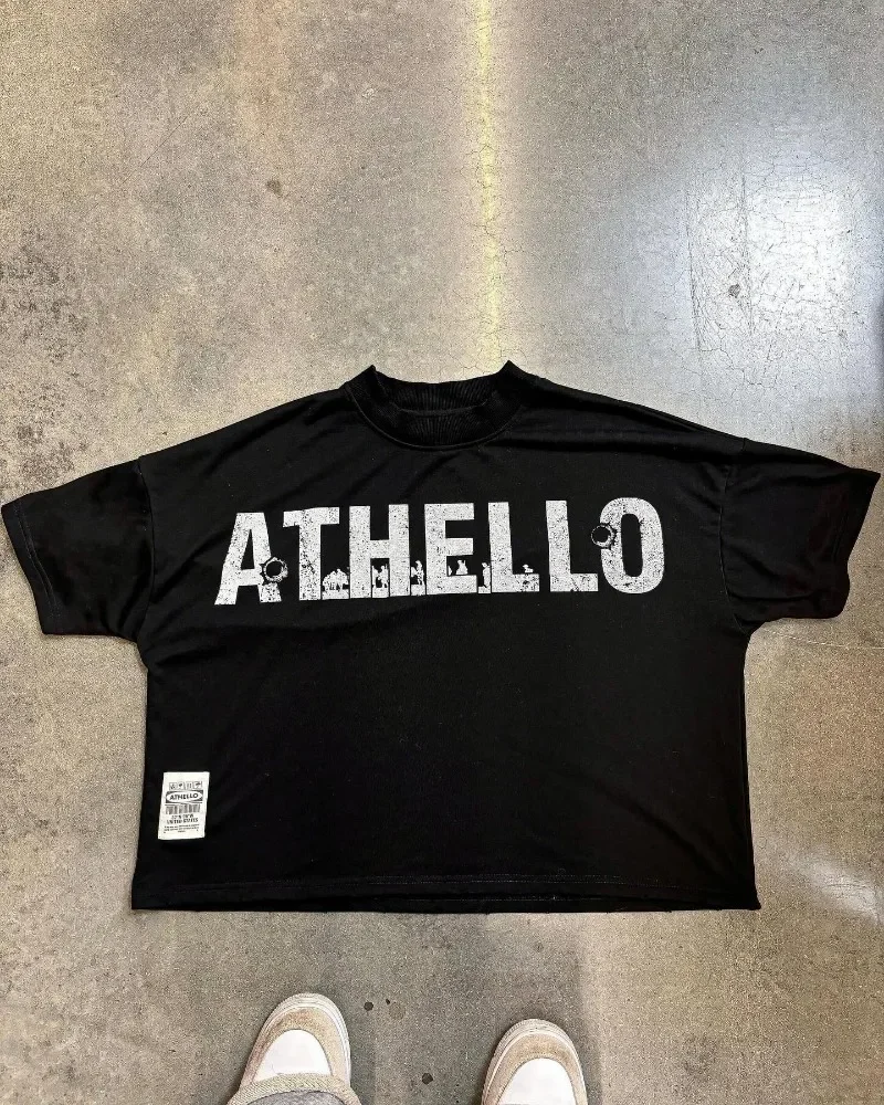 

newY2k Harajuku Men top Retro trend hip hop streetwear oversized lettering print short sleeve fashion casual couple oversized sh