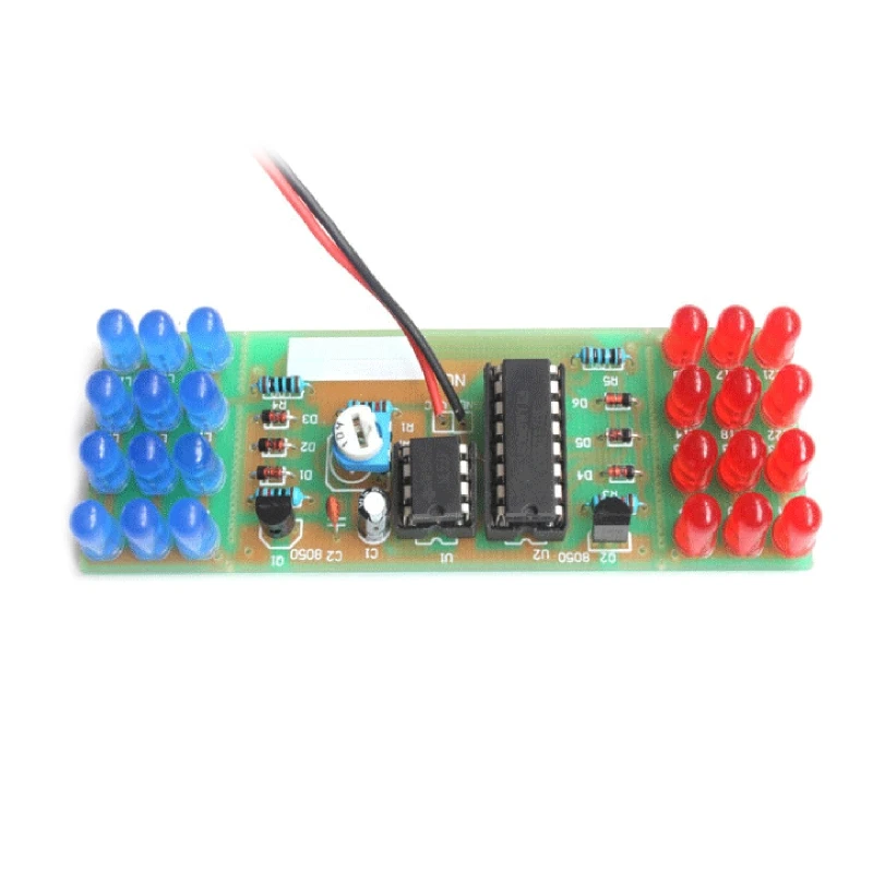 Electronic Flashing Lights Soldering Practice Board LED NE555 CD4017 IC LED Electronic Lights Kits  Blue Dual-Color