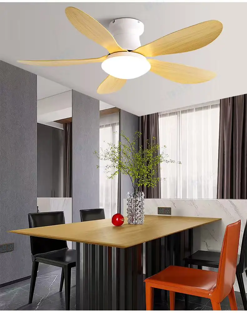 Nordic Simplicity Remote Control Small-sized Blades LED Ceiling Fan Creative Lustre Lamps for Bedroom Home Decoration Chandelier