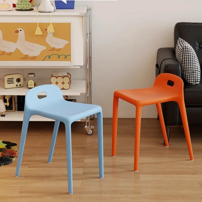 ‌Modern Minimalist Stool，Premium Plastic Back Chair, Ultra Non-Slip Multi-Color Seat, Stackable Balcony Lounge Chair