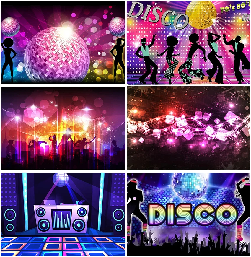 

Retro 70s 80s Neon Music Stage Backdrops Disco Theme Photography Birthday Party Decor Banner Poster Bar Club Backgrounds Props