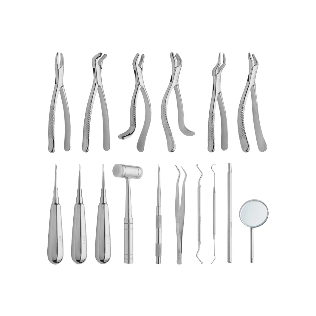 CE Approved Class I Non-active 17pcs  Extraction Scissor Forceps Mirror Set Medical  Surgical Instruments