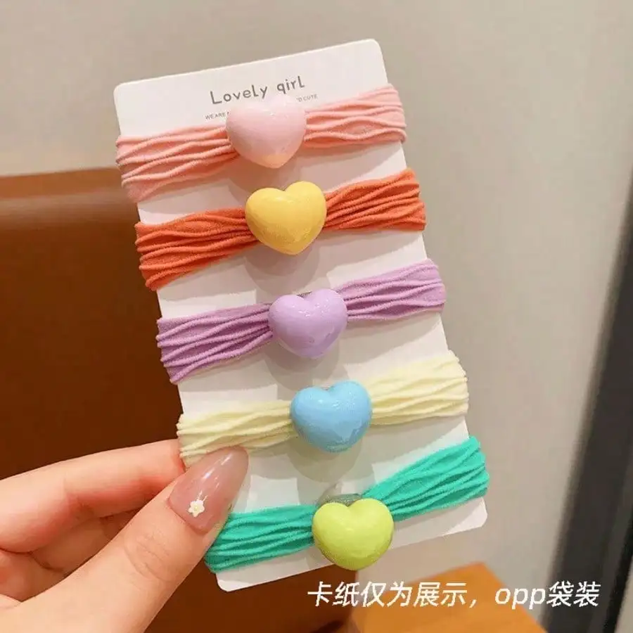 

Набор из 5 резинок для волос с пастельным принтом в виде звезд для девочек, мягкие, нежные, не раздражающие кожу, милые аксессуары для причесок-пучков