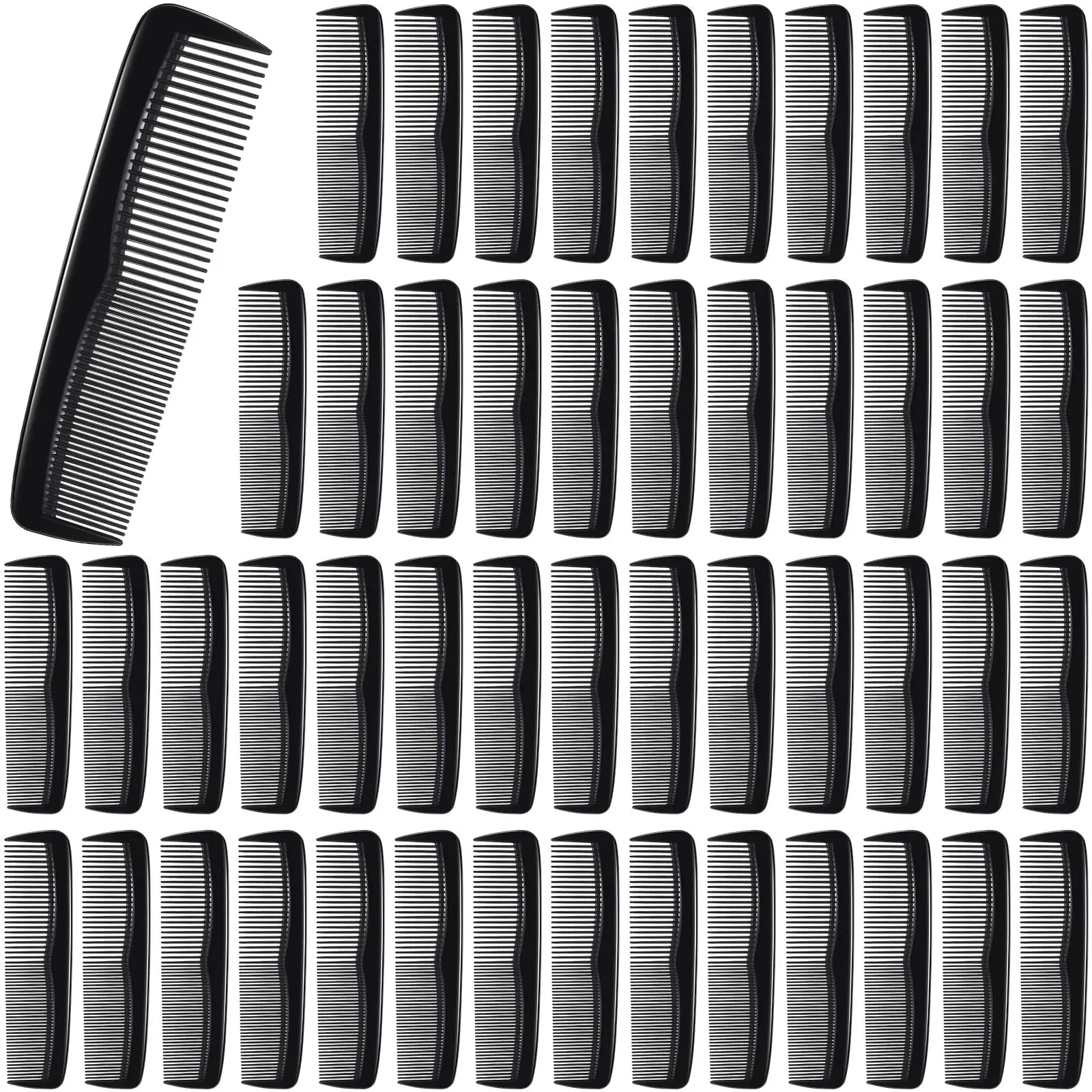 

50 Pcs Pocket Combs for Men 5 Inch Cutting Comb with Wide and Fine Teeth Plastic Black Professional Barber Haircut Comb