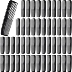 50 Pcs Pocket Combs for Men 5 Inch Cutting Comb with Wide and Fine Teeth Plastic Black Professional Barber Haircut Comb