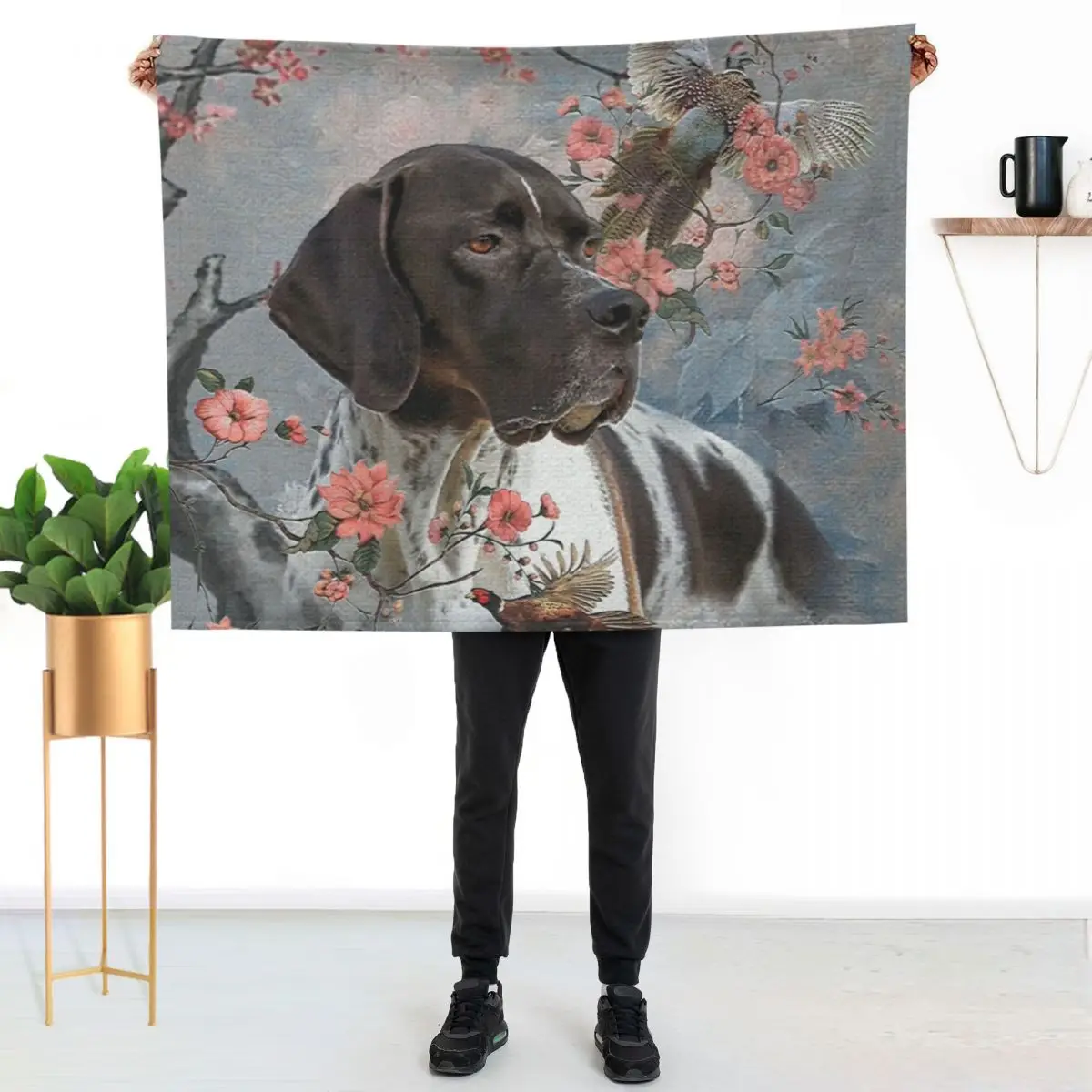 Beautiful pointer with pheasants Throw Blanket Cozy Throw Blanket for Bed Sofa Chair