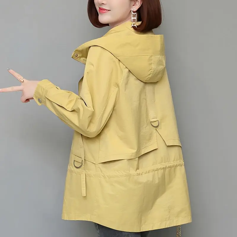 Spring Autumn New Middle Aged Mother Loose Women's Windbreaker Outwear Large Size Elegant Female Trench Coat Lined Tops  3XL