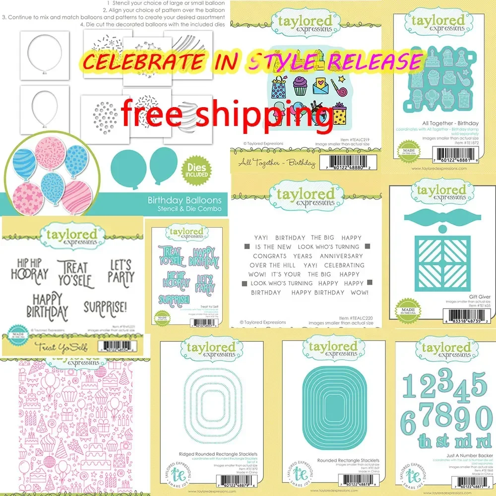 Cutting  Number Backer Balloon MetalDies and Clear Stamps Diy Scrapbooking Craft Stencil Photo Template