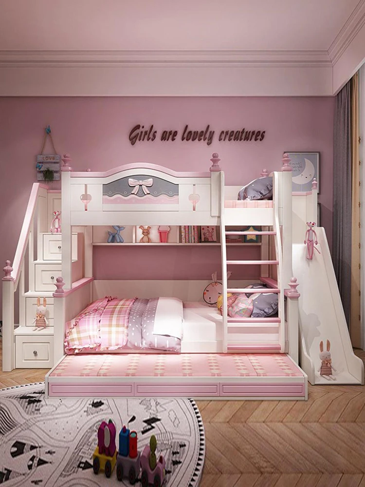 

Upper and Lower Bunk Bed Bunk Bed Two-Layer Bunk Bed Bunk Bed Height-Adjustable Bed Upper and Lower Bunk Bed Girl Princess