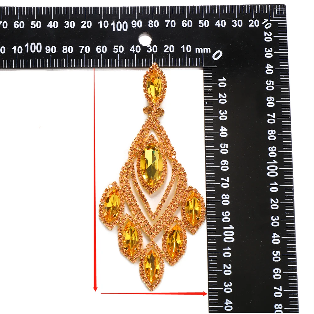 الغريبة البرتقال كبيرة استرخى أقراط للنساء ، قلادة ، مبالغ فيها ، حجر الراين ، الكريستال ، قطرة ، بيان اكسسوارات #3