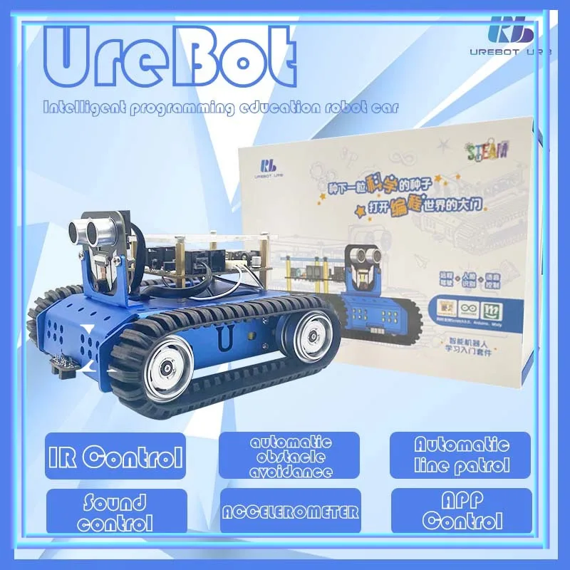 4WD Programming Robot Car Kit for Arduino, Student Education STEM Puzzle Toy with Tutorial, Graphical Radio-controlled Toys