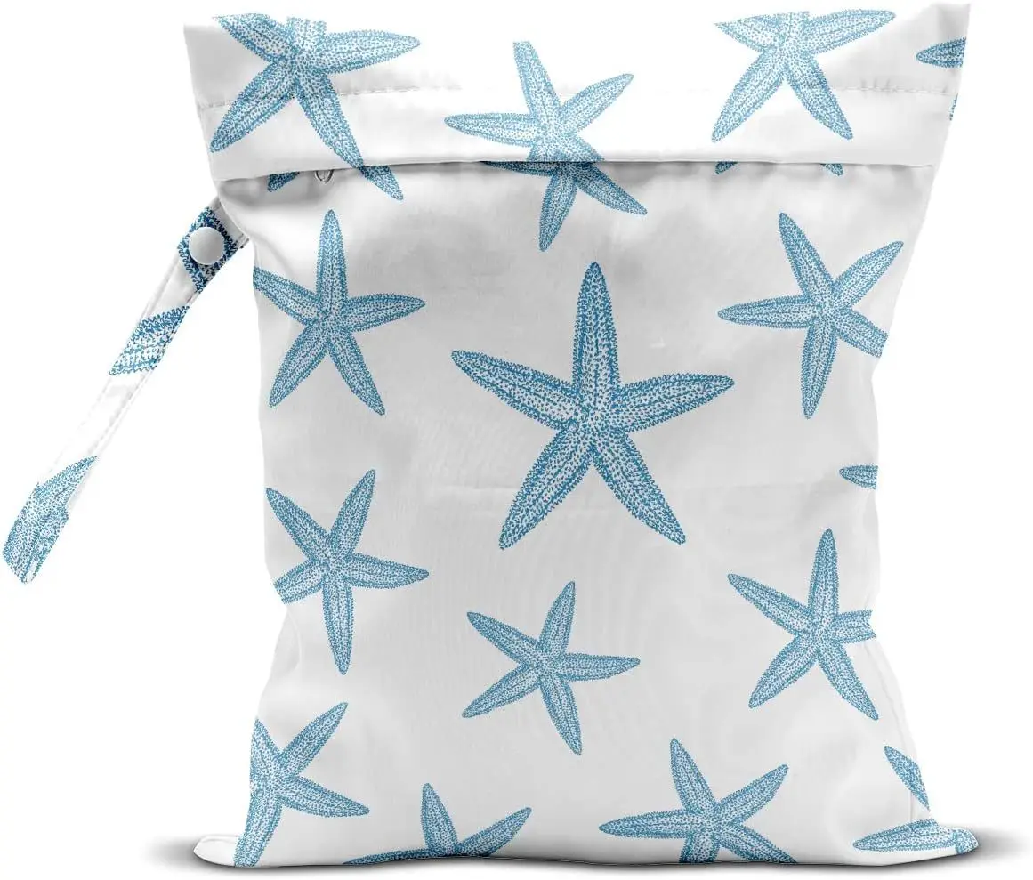 Wet Bag für Badeanzug, Reise, Strand, Pool, Schmutzige Kleidung, Yoga, Fitness, Make-up-Tasche, Strandhochzeitszubehör, wiederverwendbar, Seestern-Geschenke – Detail 7