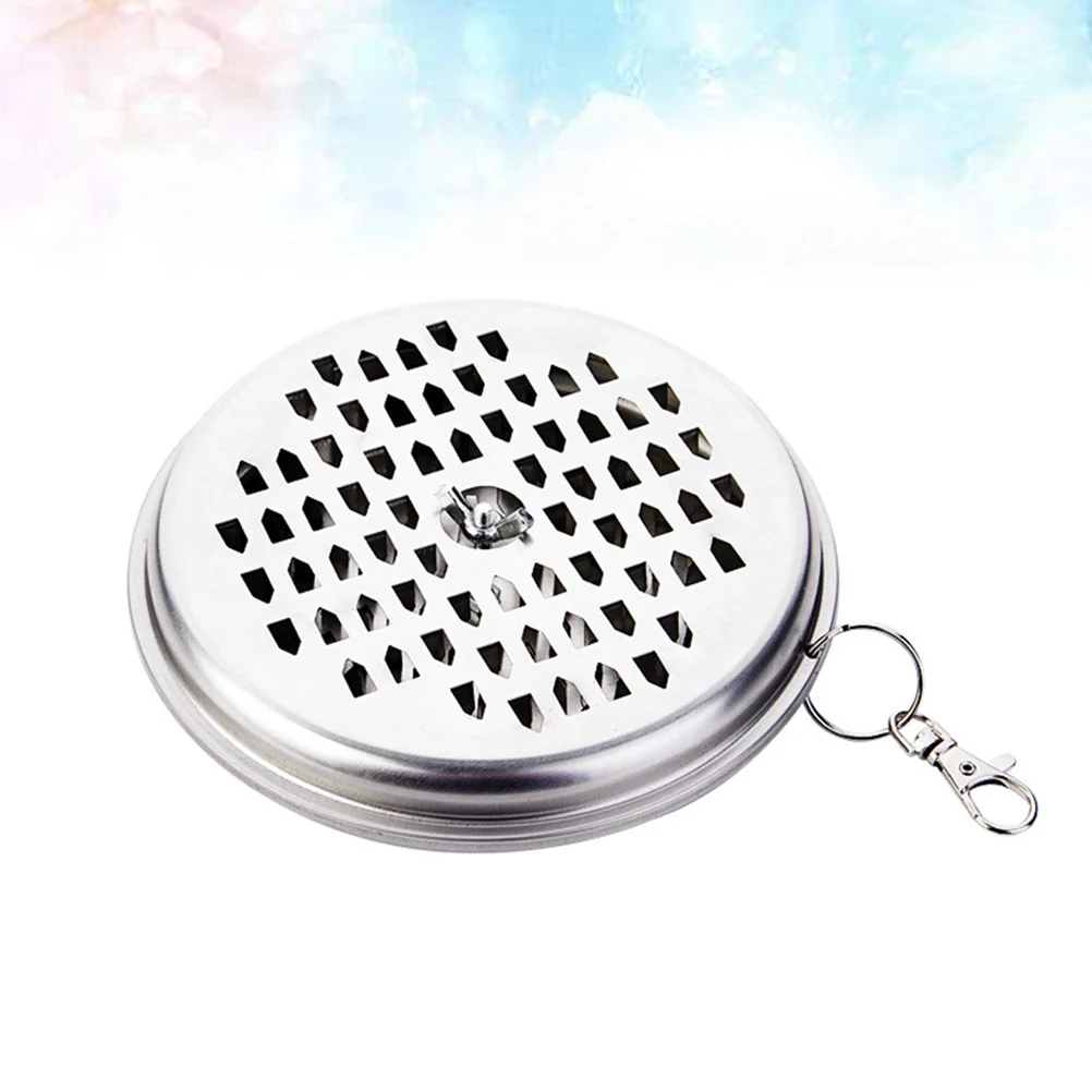 حامل حديد معلق على رف البخور مع غطاء حامل معدني محمول للتخييم والسفر الداخلي والخارجي