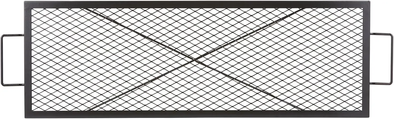

Marks Fire Pit Grill Grate, Rectangle Cooking Grate, Heavy Duty Steel Campfire BBQ Grill Grid with Handle & Support X Wi