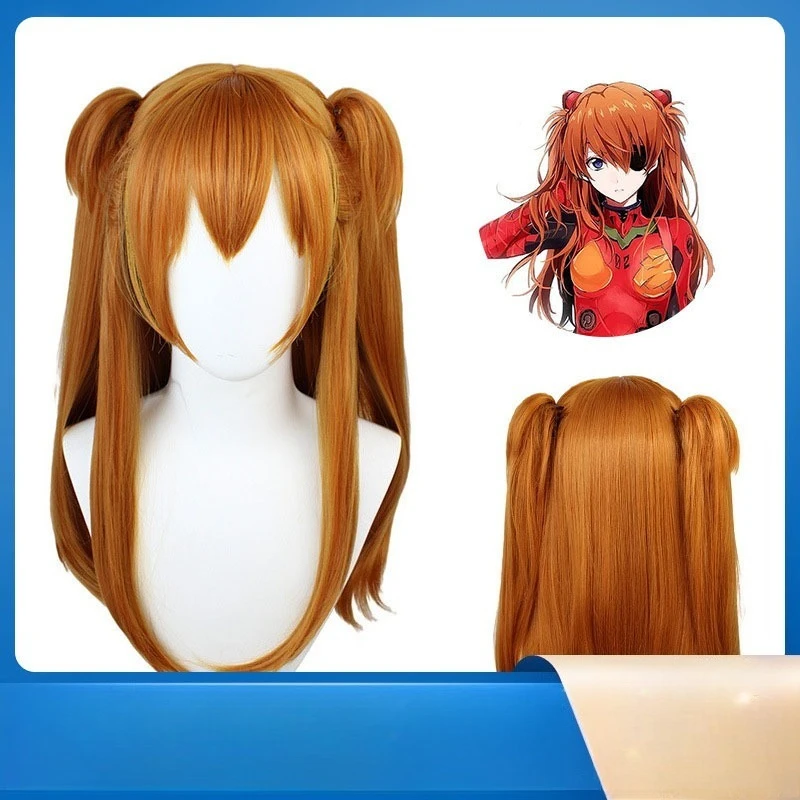 

New Century Evangelion EVA Asuka Same Style Double Ponytail Simulated Scalp Cosplay Manga Exhibition Full Top Hair Set