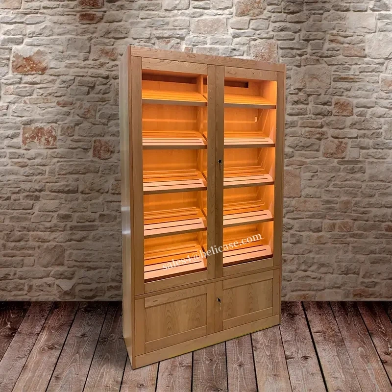 customized.Commercial Large Capacity Cigar Showcase with Light Humidifier Cigar Cabinet Spanish Ceder Wood Humidor Cigar Cabinet