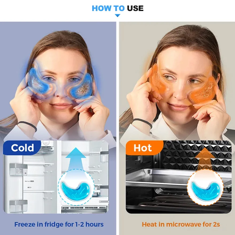Almofada para os olhos com compressa quente e fria, gel de gelo reutilizável, gel refrescante, almofada para os olhos, inchaço de tensão ocular, círcu