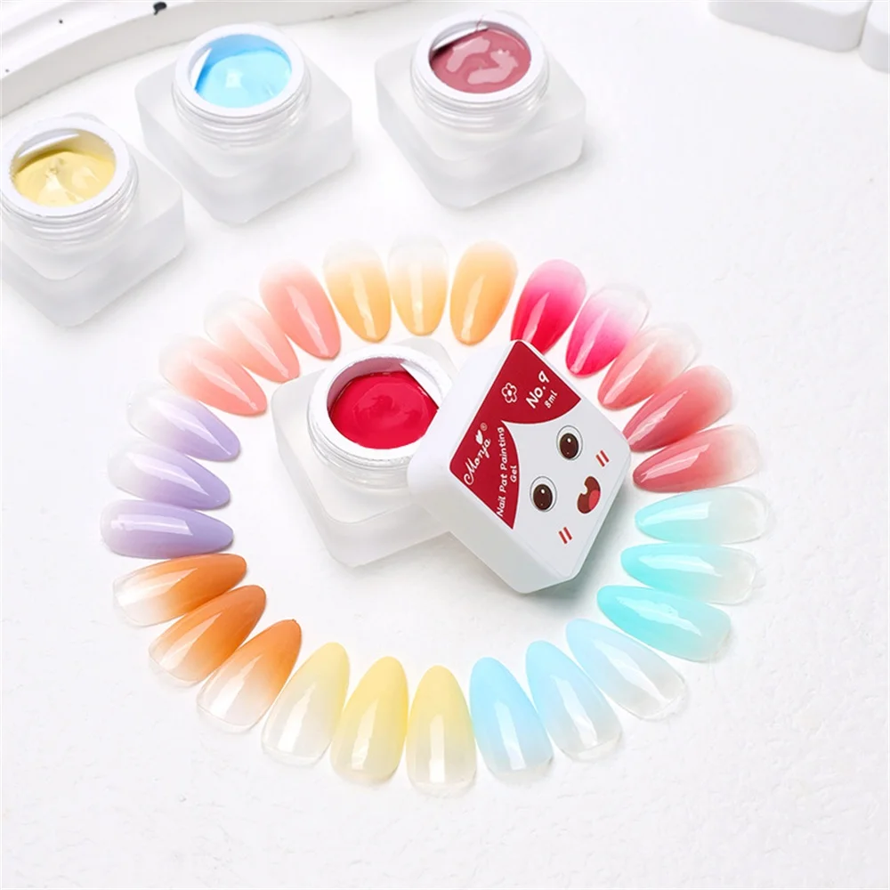 8Ml Nail Art Patting Lijm Nagellak Duurzame Patting Kleur Manicure Schilderij Lijm Hoge Verzadiging Wassen Gratis Afbreekbare Nagellijm