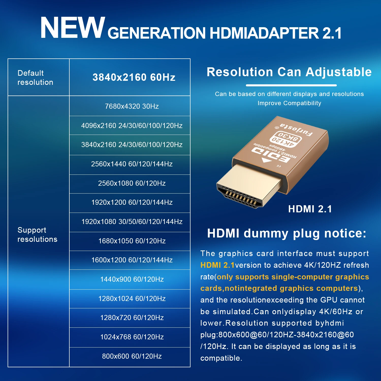 HDMI 2.1 Dummy Plug | 4K 120Hz & 8K 30Hz Virtual Display Emulator | Headless Ghost Adapter for PC, VR, Mining Rig - Image 3