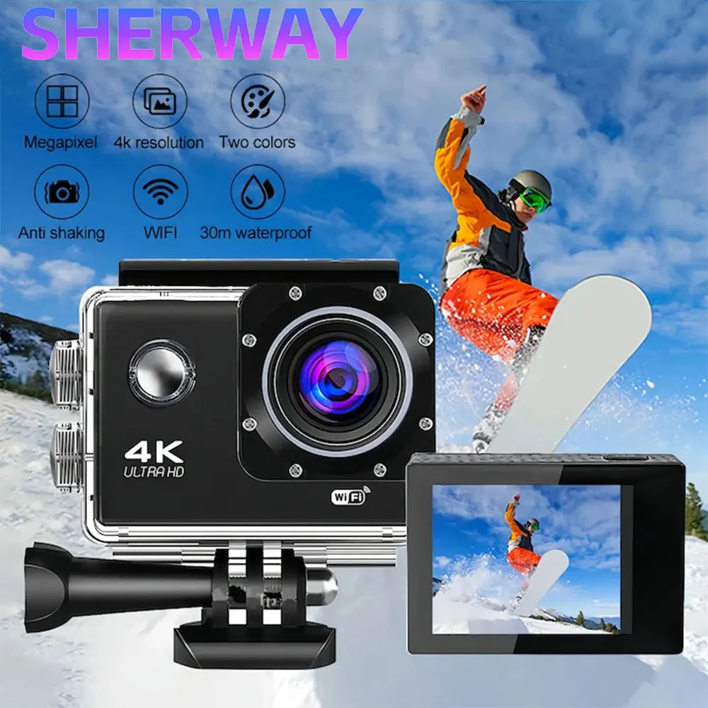 4K WiFi Sports Action Camera Mini Waterproof DV Camcorder Outdoor Sport Bicycle Helmet Video Recording Cam with Remote Control