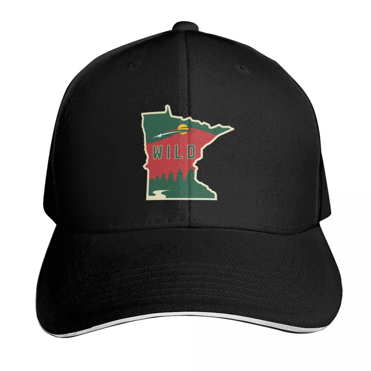 MN Wild Outline Baseball Cap Summer Beach Travel Streetwear Hip Hop Trendy Vintage Retro Embroidered