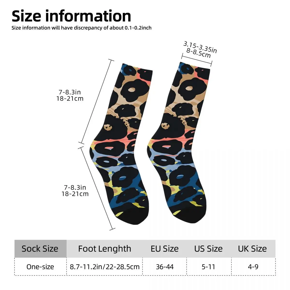 Rainbow Cheetah Leopard Print Spots Kawaii Socks Gym Cartoon Pattern Socks