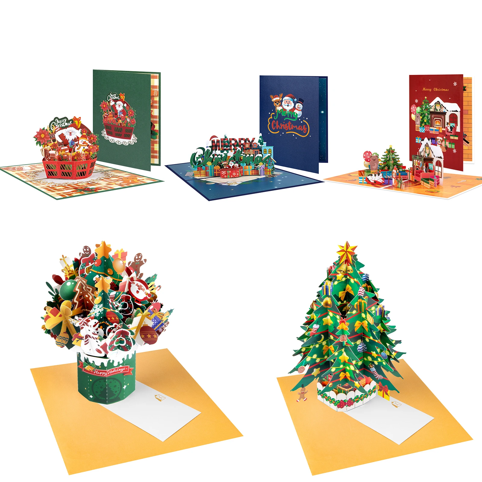 Christmas Pop Up Card, Christmas Bouquet Popup Card, Happy Holidays New Year Greeting Card