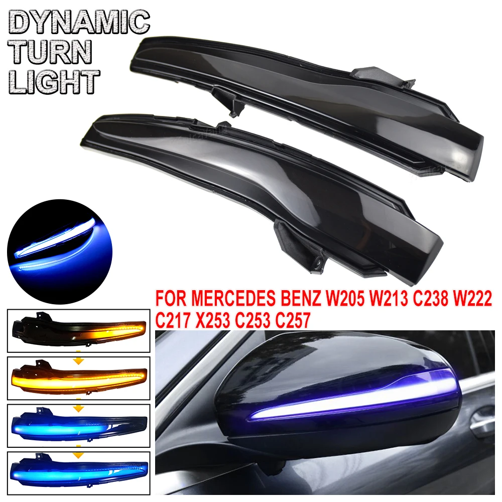 1Pair For Mercedes Benz W205 W213 C238 W222 C217 X253 C257 Dynamic Turn Signal Blinker Sequential Side Mirror Indicator Light