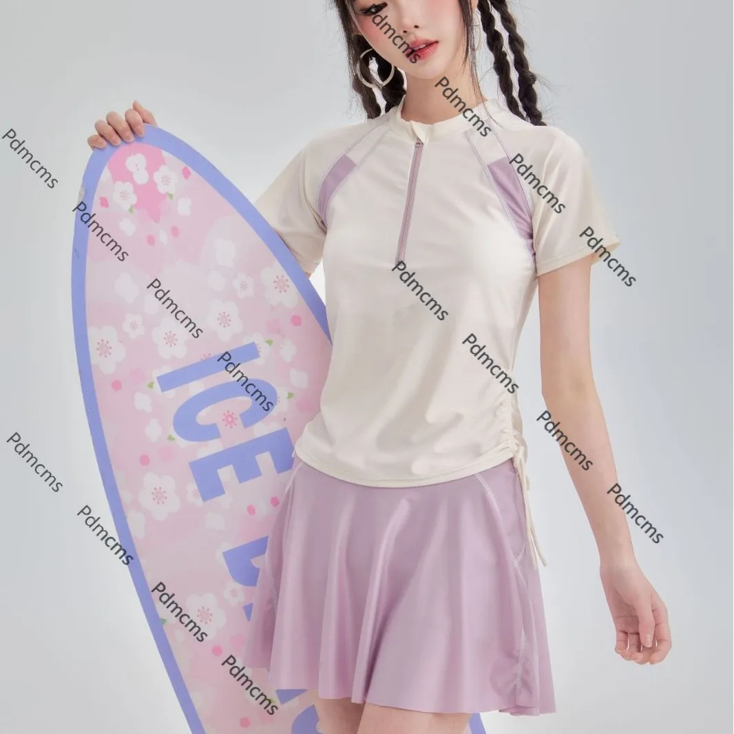 ملابس سباحة رياضية منقسمة جديدة من البوليستر لعام 2025 على طراز التنس تنورة كورية للطلاب بزاوية مسطحة ملابس سباحة بوريس 70 #1