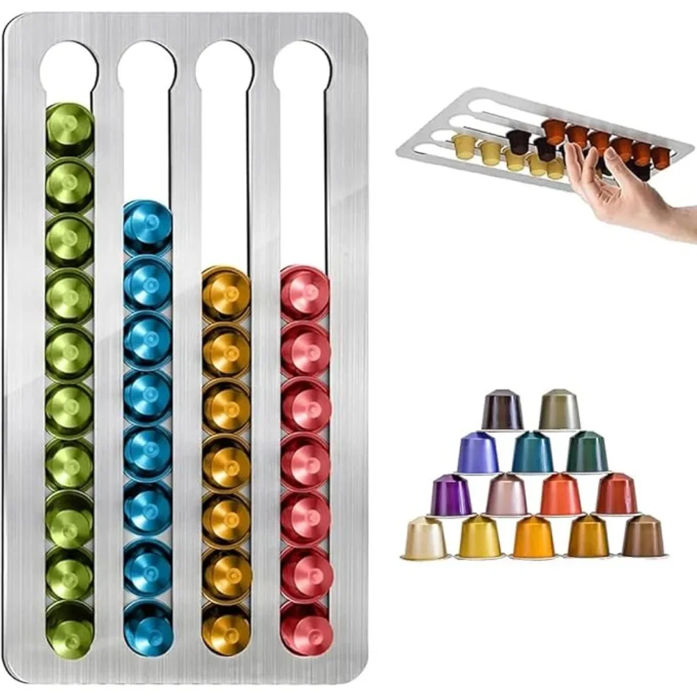 Vertical Horizontal Wall Mounted Coffee Capsules Holder 24/40pcs Coffee Pod Storage and Organizer for Cafe Shop Office Home Use