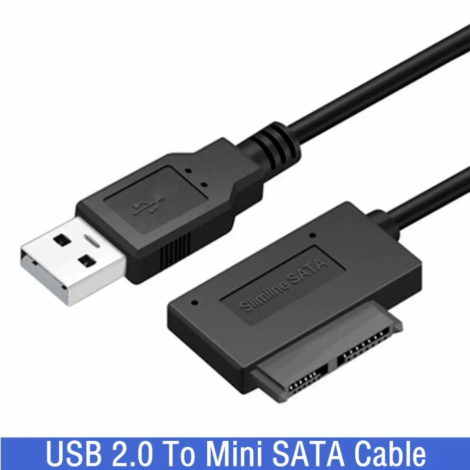 USB 2.0 to Mini Sata II 7+6 13Pin Adapter Converter Cable For Laptop CD/DVD ROM Slimline Drive Converter HDD Caddy