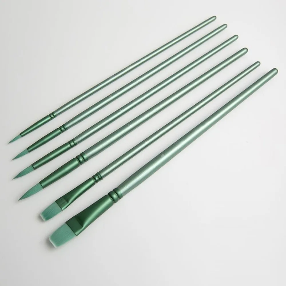 4/6pcs soft hair Painting Brush Set Professional Nylon Watercolor Drawing Brushes Wooden Handle Different Shape