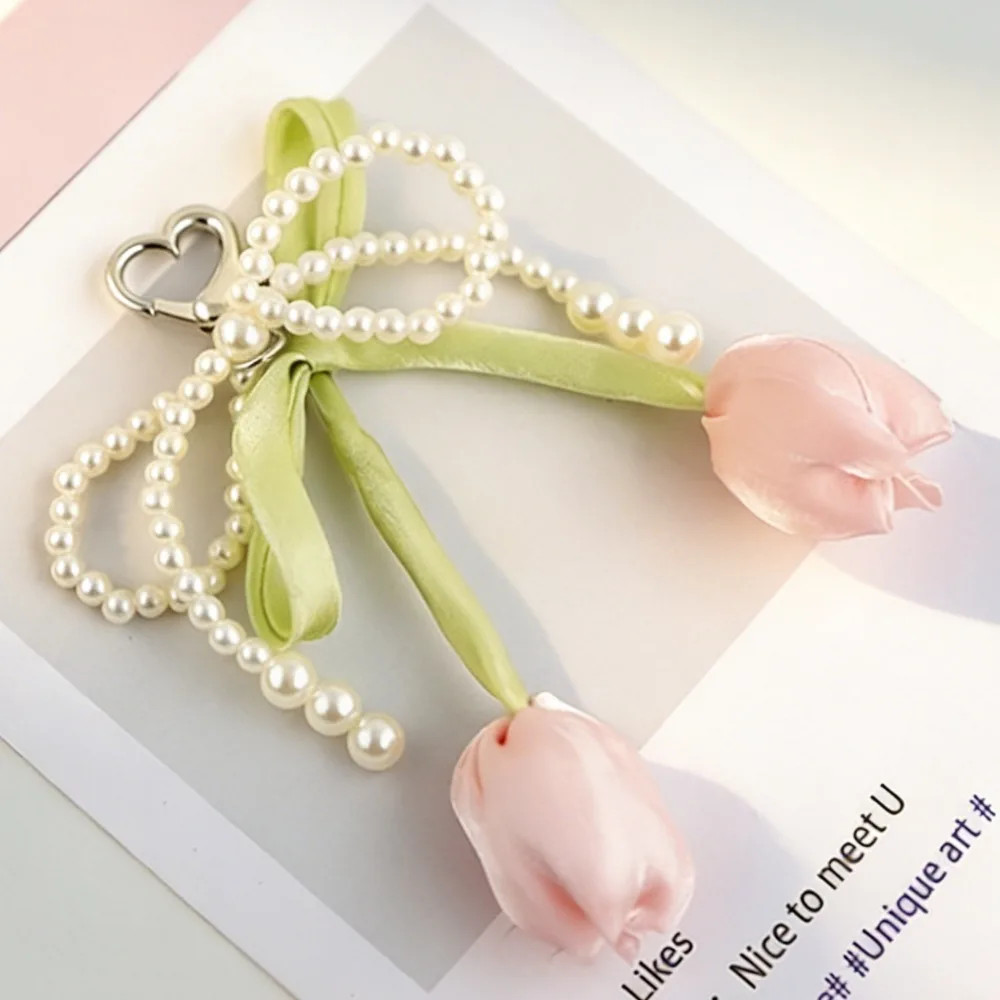 

Жемчужный бант, цветы тюльпана, ремни для мобильного телефона, брелок для женского кошелька, подвесные аксессуары Y2k, сумка «сделай сам», кулон, декор, аксессуары